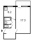 площадь 33/17.3/6.2 планировка