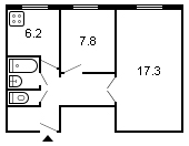 площадь 41/25.1/6.2 планировка
