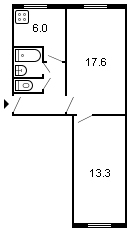 площадь 45/30.9/6 планировка