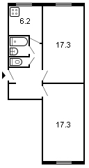 площадь 50/34.6/6.2 планировка
