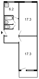площадь 50/34.6/6.2 планировка