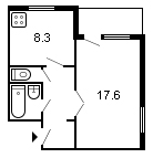 площадь 35/17.6/8.3 планировка