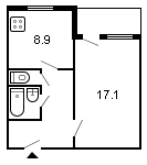 площадь 37/17.1/8.9 планировка
