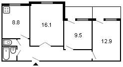 площадь 62/38.5/8.8 планировка
