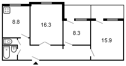 площадь 67/40.5/8.8 планировка