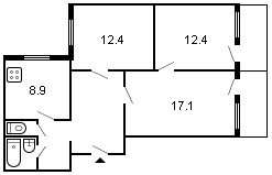 площадь 67/41.9/8.9 планировка