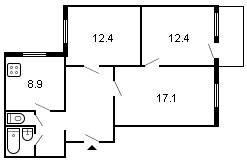 площадь 67/41.9/8.9 планировка