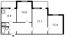 площадь 67/43.5/8.9 планировка