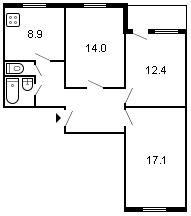 площадь 67/43.5/8.9 планировка