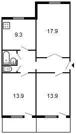 площадь 68/45.7/9.3 планировка