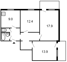 площадь 71/44.2/9 планировка