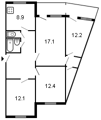 площадь 85/53.8/8.9 планировка