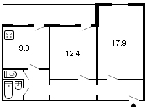 площадь 53/30.3/9 планировка