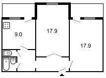площадь 58/35.8/9 планировка