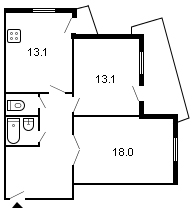 площадь 61/31.1/13.1 планировка
