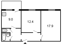 площадь 53/30.3/9 планировка