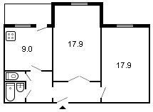 площадь 58/35.8/9 планировка