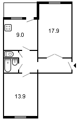 площадь 54/31.8/9 планировка