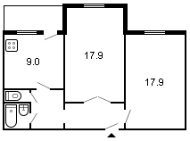площадь 58/35.8/9 планировка