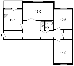 площадь 84/44.5/12.1 планировка
