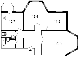 площадь 91/55.2/12.7 планировка