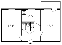 площадь 50/33.3/7.5 планировка