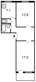 площадь 51/30.9/7.1 планировка