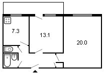 площадь 51/33.1/7.3 планировка