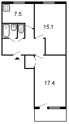 площадь 52/32.5/7.5 планировка