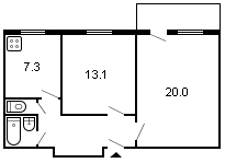 площадь 52/33.1/7.3 планировка