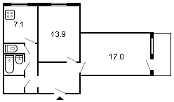 площадь 55/30.9/7.1 планировка