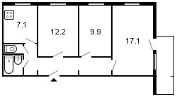 площадь 60/39.2/7.1 планировка