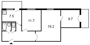 площадь 61/39.6/7.5 планировка