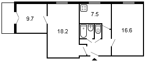 площадь 61/44.5/7.5 планировка
