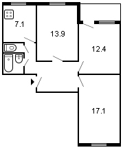 площадь 63/43.4/7.1 планировка