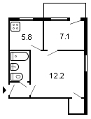 площадь 31/19.3/5.8 планировка