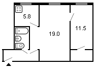 площадь 46/30.5/5.8 планировка
