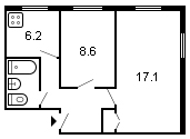 площадь 41/25.8/6.2 планировка