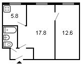 площадь 42/30.4/5.8 планировка
