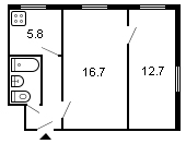 площадь 41/29.4/5.8 планировка